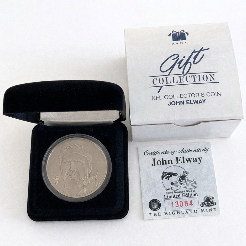 John Elway Avon NFL Collector Coin – Limited Edition w/ COA & Box